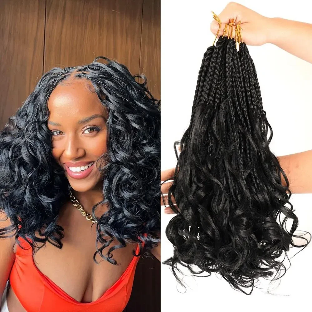 NWT Kavite 14in French Curl Boho Crochet Braids 1B Pre Looped 8 Pack 1B